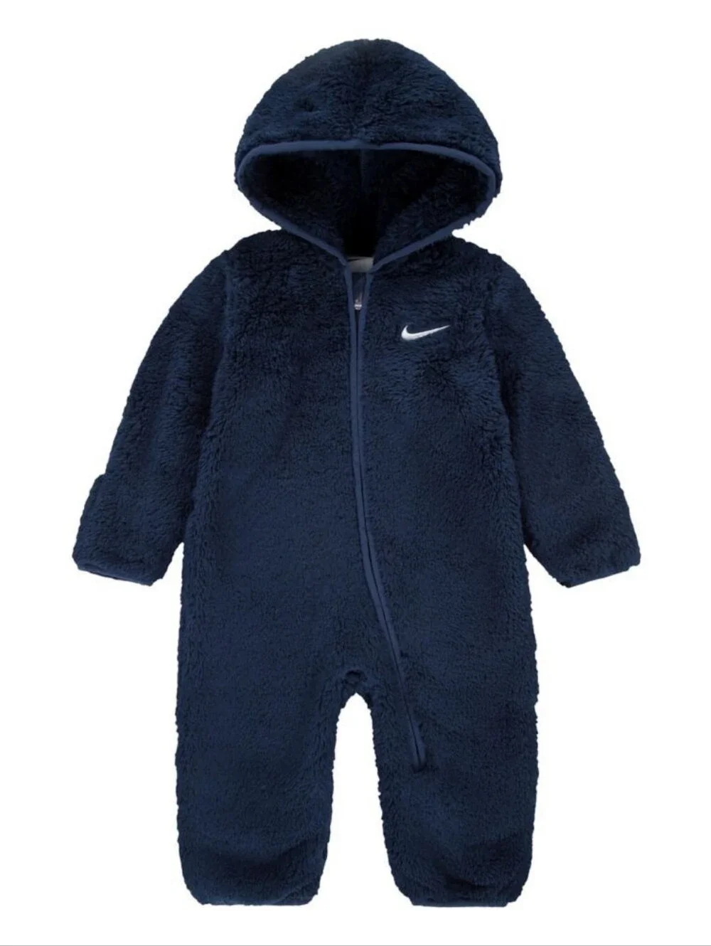 Nike Baby Hooded Sherpa Coverall Bunting Romper Navy Blue 9M Winter